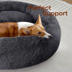 JOLLYVOGUE Dog & Cat Bed, Calming Anti-Anxiety Pet Bed for Small Dogs, Fluffy Donut Cushion for Small and Medium Pets (20")