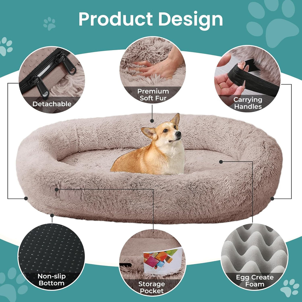 JOLLYVOGUE Dog & Cat Bed, Calming Anti-Anxiety Pet Bed for Small Dogs, Fluffy Donut Cushion for Small and Medium Pets (20")