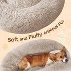 JOLLYVOGUE Dog & Cat Bed, Calming Anti-Anxiety Pet Bed for Small Dogs, Fluffy Donut Cushion for Small and Medium Pets (20")
