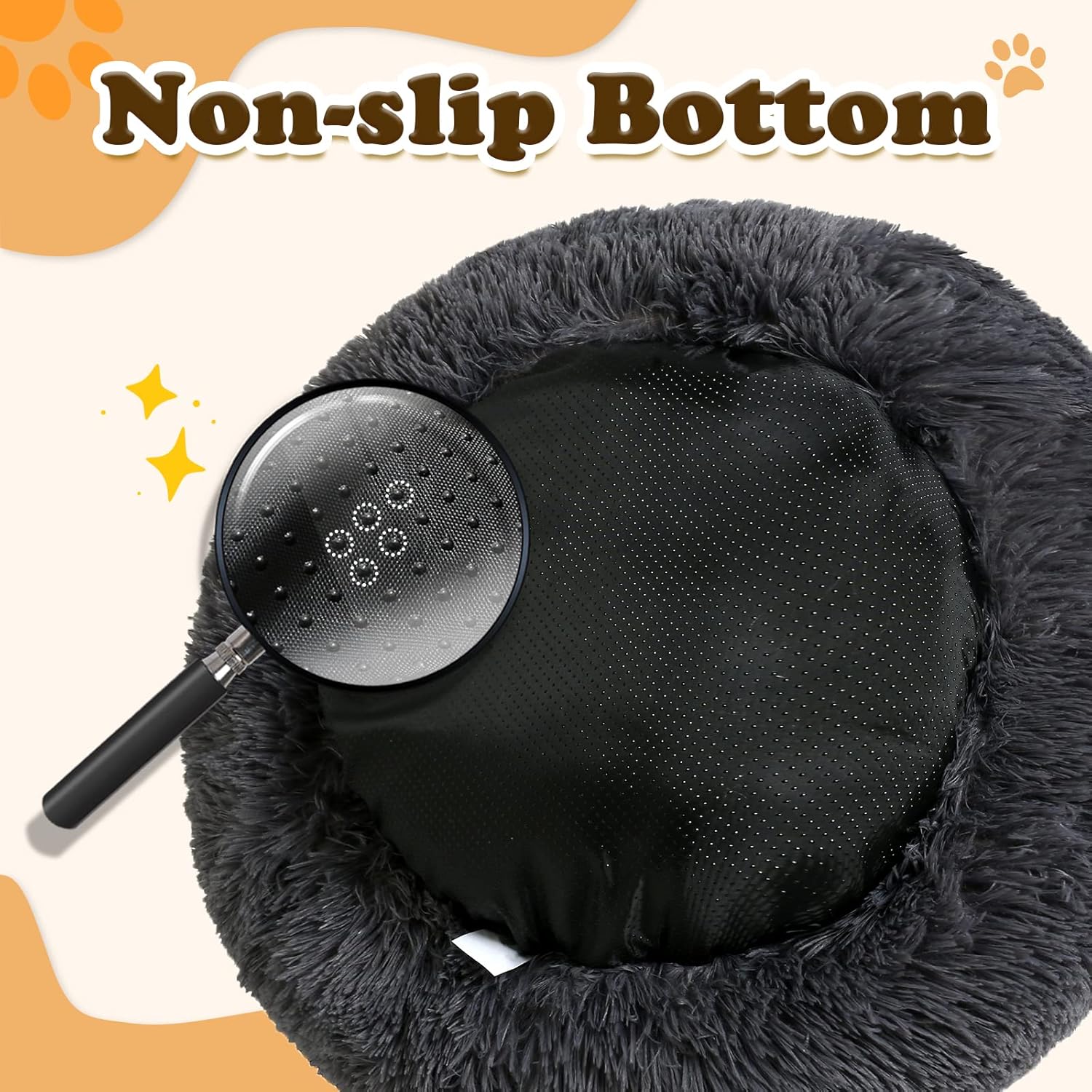 JOLLYVOGUE Dog & Cat Bed, Calming Anti-Anxiety Pet Bed for Small Dogs, Fluffy Donut Cushion for Small and Medium Pets (20")