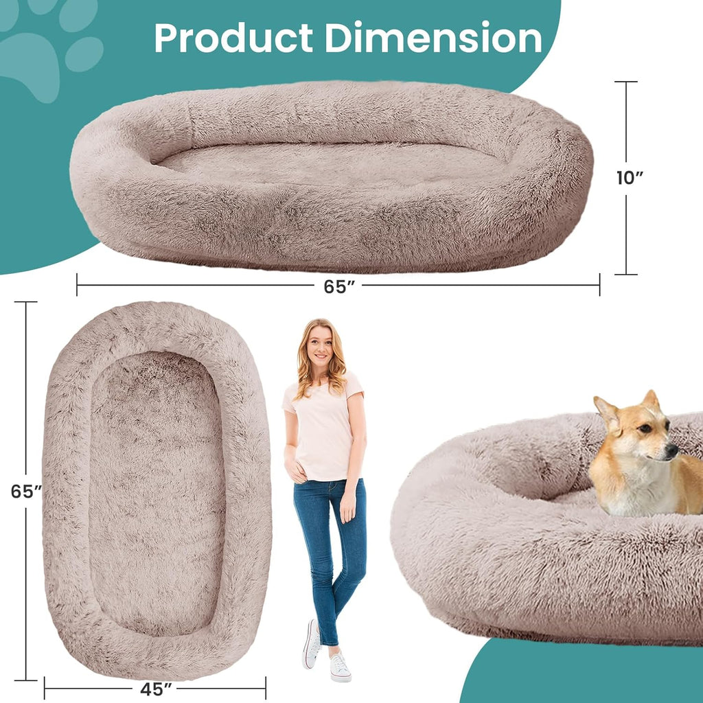 JOLLYVOGUE Dog & Cat Bed, Calming Anti-Anxiety Pet Bed for Small Dogs, Fluffy Donut Cushion for Small and Medium Pets (20")