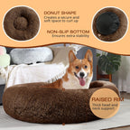 JOLLYVOGUE Dog & Cat Bed, Calming Anti-Anxiety Pet Bed for Small Dogs, Fluffy Donut Cushion for Small and Medium Pets (20")
