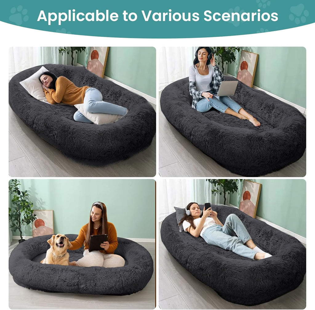 JOLLYVOGUE Dog & Cat Bed, Calming Anti-Anxiety Pet Bed for Small Dogs, Fluffy Donut Cushion for Small and Medium Pets (20")