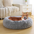 JOLLYVOGUE Dog & Cat Bed, Calming Anti-Anxiety Pet Bed for Small Dogs, Fluffy Donut Cushion for Small and Medium Pets (20")