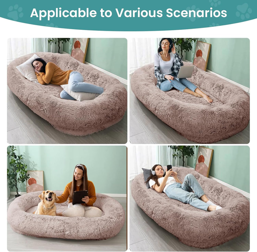 JOLLYVOGUE Dog & Cat Bed, Calming Anti-Anxiety Pet Bed for Small Dogs, Fluffy Donut Cushion for Small and Medium Pets (20")